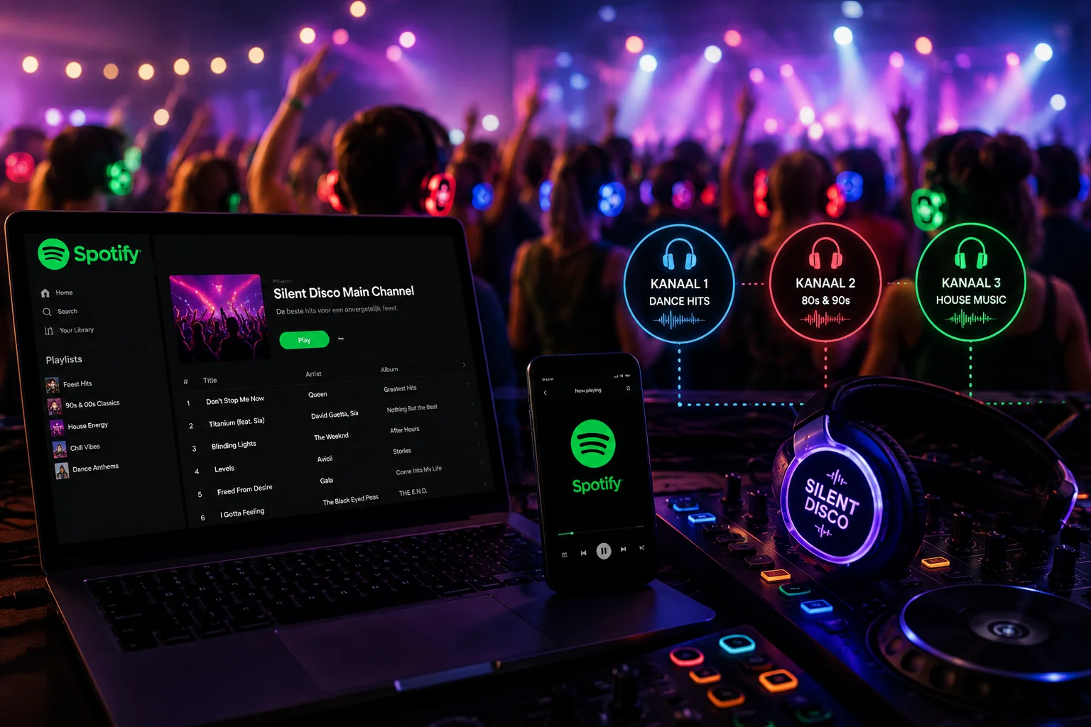 Spotify gebruiken bij een Silent Disco: Zo werkt het
