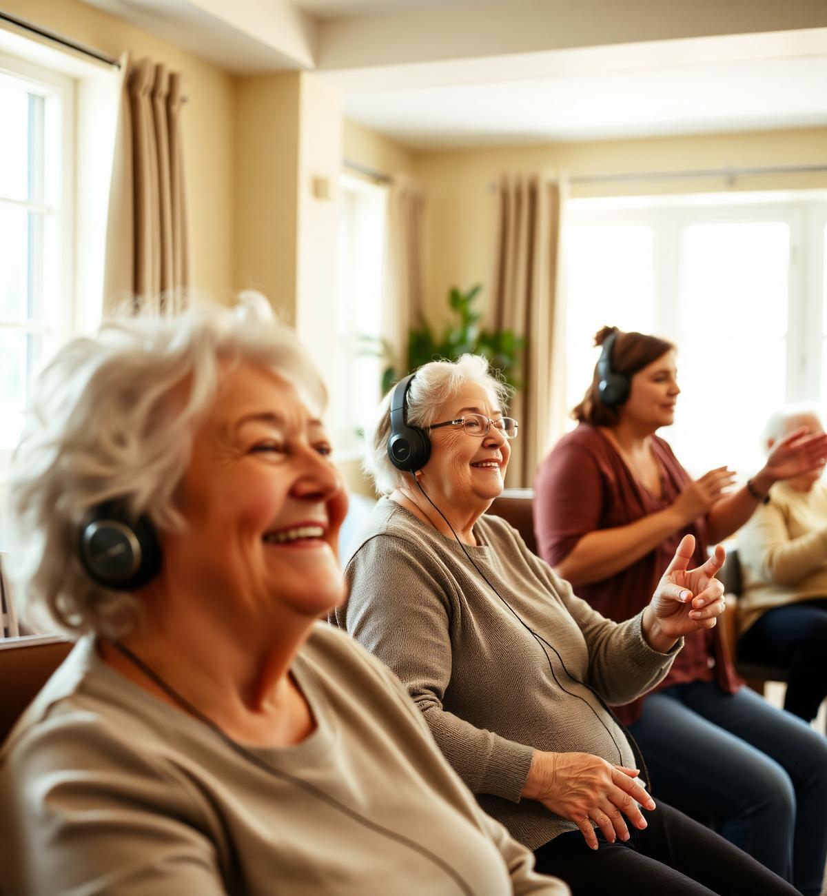 Voor verzorgingstehuis & museum — bewoners genieten van muziek via silent disco koptelefoons